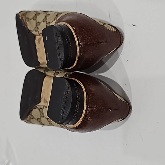 Gucci women flats brown canvas GG signature Horsebit size 9B - Picture 8 of 14